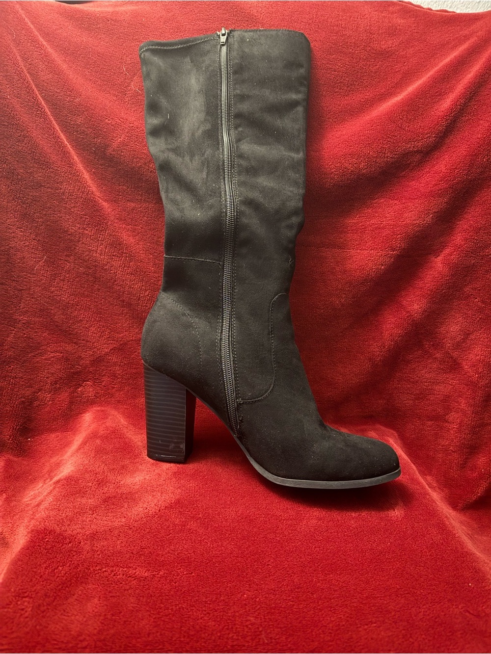 Style & Co. Black Faux Suede Block Heel Knee Boots